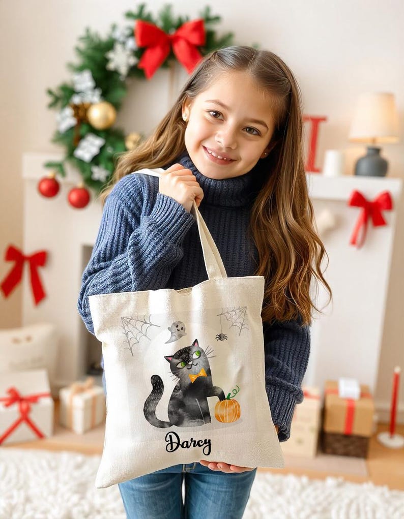 Custom Halloween Bag Trick or Treat Tote Bag Personalised Name Initials