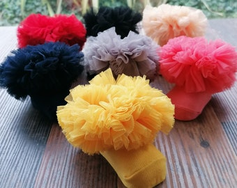 Super FLUFFY Ruffle TUTU Socks | Baby Tulle Socks | Baby Socks | Baby Girl Socks | Baby Girl Clothes | Baby Shower Gift | Newborn Socks