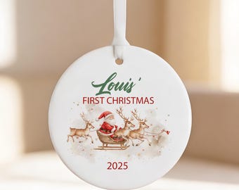 Personalised Baby's First Christmas Decoration Keepsake Christmas Bauble Gift Ceramic Ornament  Baby's 1st Christmas Scene Decoration