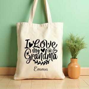 Personalized Grandma Tote Bag - I Love My Grandma Gift - Custom Grandma Shopping Bag - Grandmother Gift Idea - Nana Gift