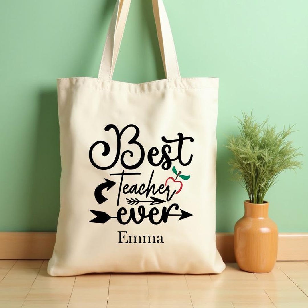 Personalized Teacher Tote Bag - Custom Name Gift for Educators ...