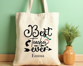 Personalized Teacher Tote Bag - Custom Name Gift for Educators - Appreciation Gift for Teachers, Back to School Teacher Gift
