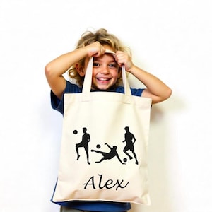 Personalized Soccer Tote Bag - Custom Name Football Gift - Kids Sports Bag - Soccer Goal Design - Birthday Gift for Boys & Girls