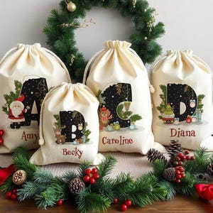 Personalised Santa Sack Christmas Sack Personalised Christmas Toy Sack Name & Initial Christmas Gift Bag Xmas