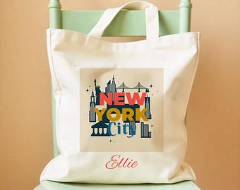 Personalized NYC Tote Bag: Custom Name Canvas New York Souvenir