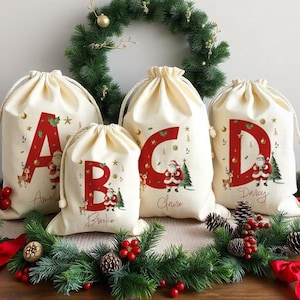 Personalised Santa Sack Christmas Sack Personalised Christmas Toy Sack Name & Initial Christmas Gift Bag Xmas