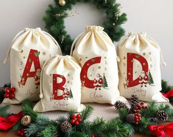 Personalised Santa Sack Christmas Sack Personalised Christmas Toy Sack Name & Initial Christmas Gift Bag Xmas