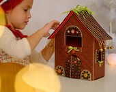 Handmade Christmas dollhouse Fabric doll house Felt christmas village