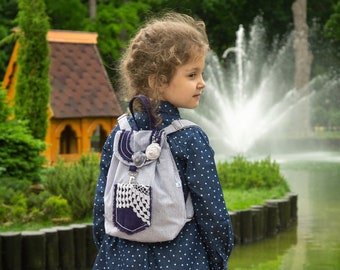 Striped backpack for girls Blue toddler backpack girl Small kids backpack