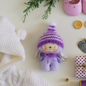 Mini stuffed bunny doll Tiny stuffed animal plush rabbit Holiday plush gift