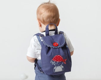 Tiny toddler backpack boy Pirate kids backpack Blue kindergarten rucksack