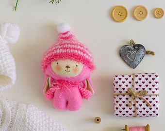 Rosa Hase Puppe Winziges Stofftier Plüsch Hase Stoffpuppe