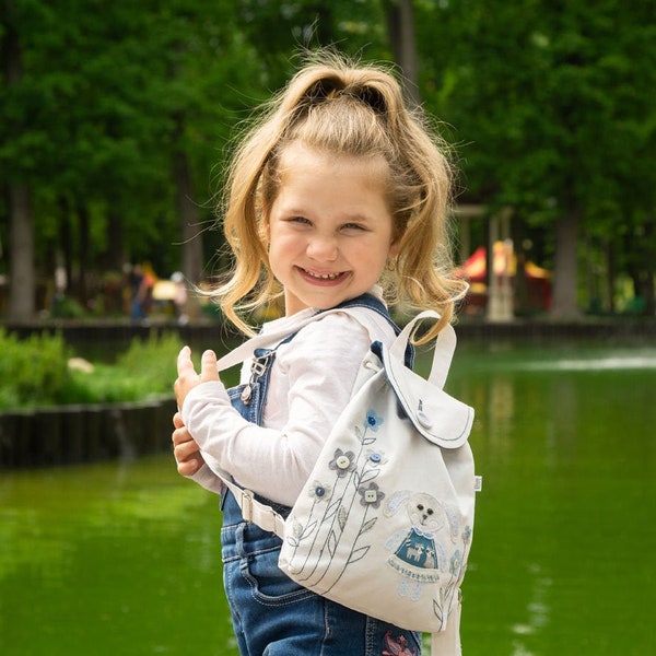 Handmade kindergarten rucksack Mini backpack for toddler girl Bunny backpack