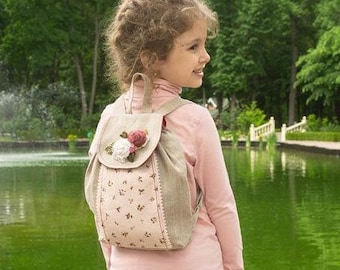 Mini-rugzak meisjes linnen boho-rugzak Peuterrugzak