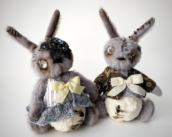 Paar knuffels Goth konijn pluche Griezelige knuffel