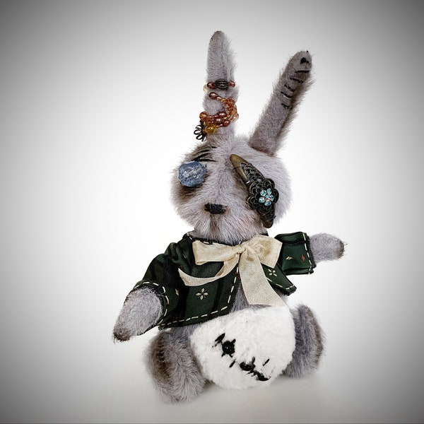 Goth plush bunny Handmade creepy stuffed animal Zombie plushie