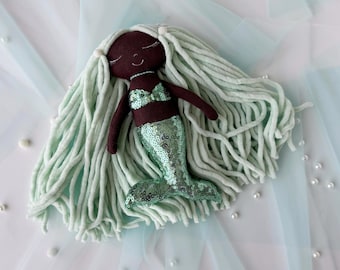 Mermaid Doll for baby/ African American Mermaid doll/ Black doll Mermaid.