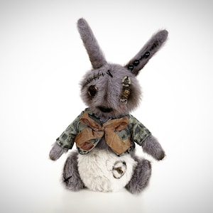 Conejito de peluche espeluznante hecho a mano Conejito gótico peluche Conejo de peluche de Halloween