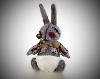 Creepy cute plush bunny doll Handmade weird stuffed animal Horror plushie