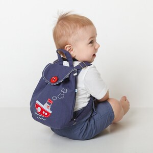 Blue toddler backpack boy Sailor tiny kids backpack Canvas kindergarten rucksack image 4