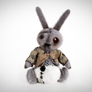 Creepy plush bunny Handmade halloween plushies Horror plush rabbit