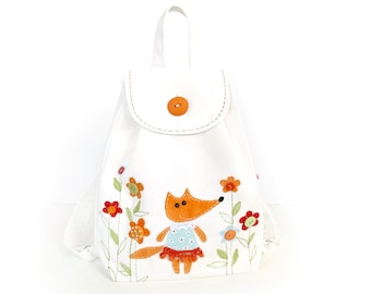 Mini toddler backpack girl Handmade backpack fox Kindergarten rucksack