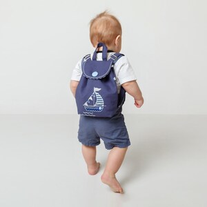 Blue toddler backpack boy Sailor tiny kids backpack Canvas kindergarten rucksack image 3