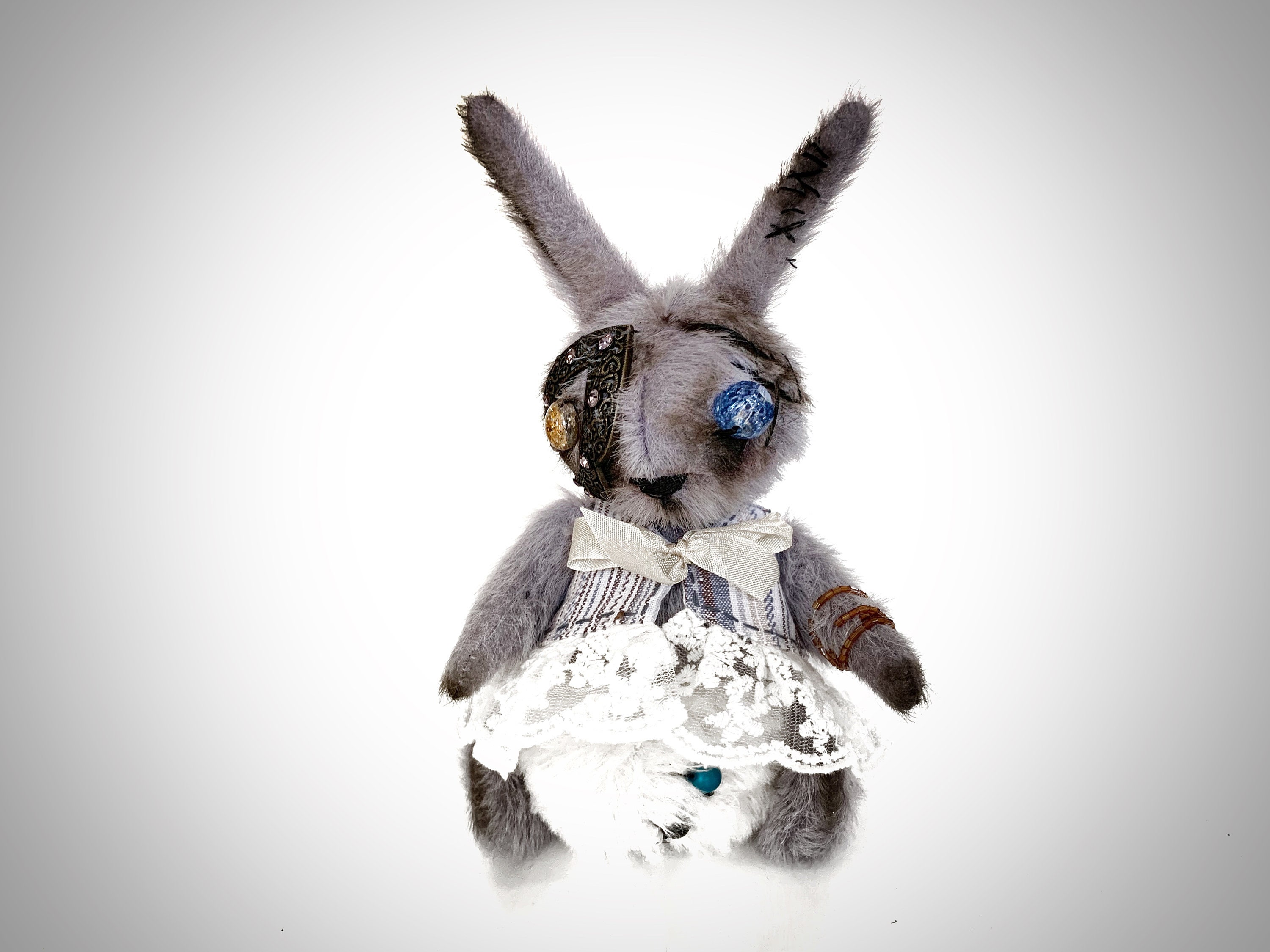 Get Your Quirky On with our Cute Gothic Rabbit Plush Toy - Perfect for Fans  of Alternative Style and Dark Aesthetics - 10 Inches of Soft, Adorable