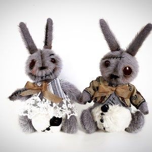 Pareja de peluches Conejito de peluche espeluznante Conejo de peluche de Halloween