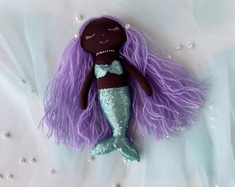 Mermaid doll gift for girl kids/ Handmade stuffed doll Mermaid/ Unique baby shower