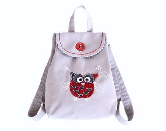 Mini Kindergarten Rucksack Handgefertigt Kleinkind Rucksack Mädchen Eule Rucksack