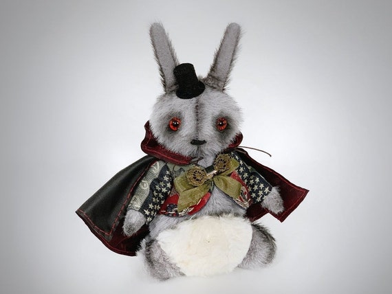 12in Creepy Goth Bunny Plush Crazy Rabbit Plysjleker, nifs gotisk