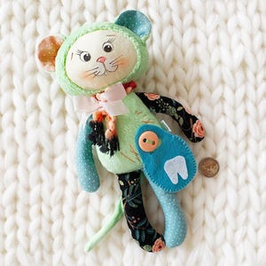 Zahn Geldbeutel für Kinder Plüsch-Mäuse-Spielzeug. Zahnfee Tasche. Kuscheltier Maus Puppe.