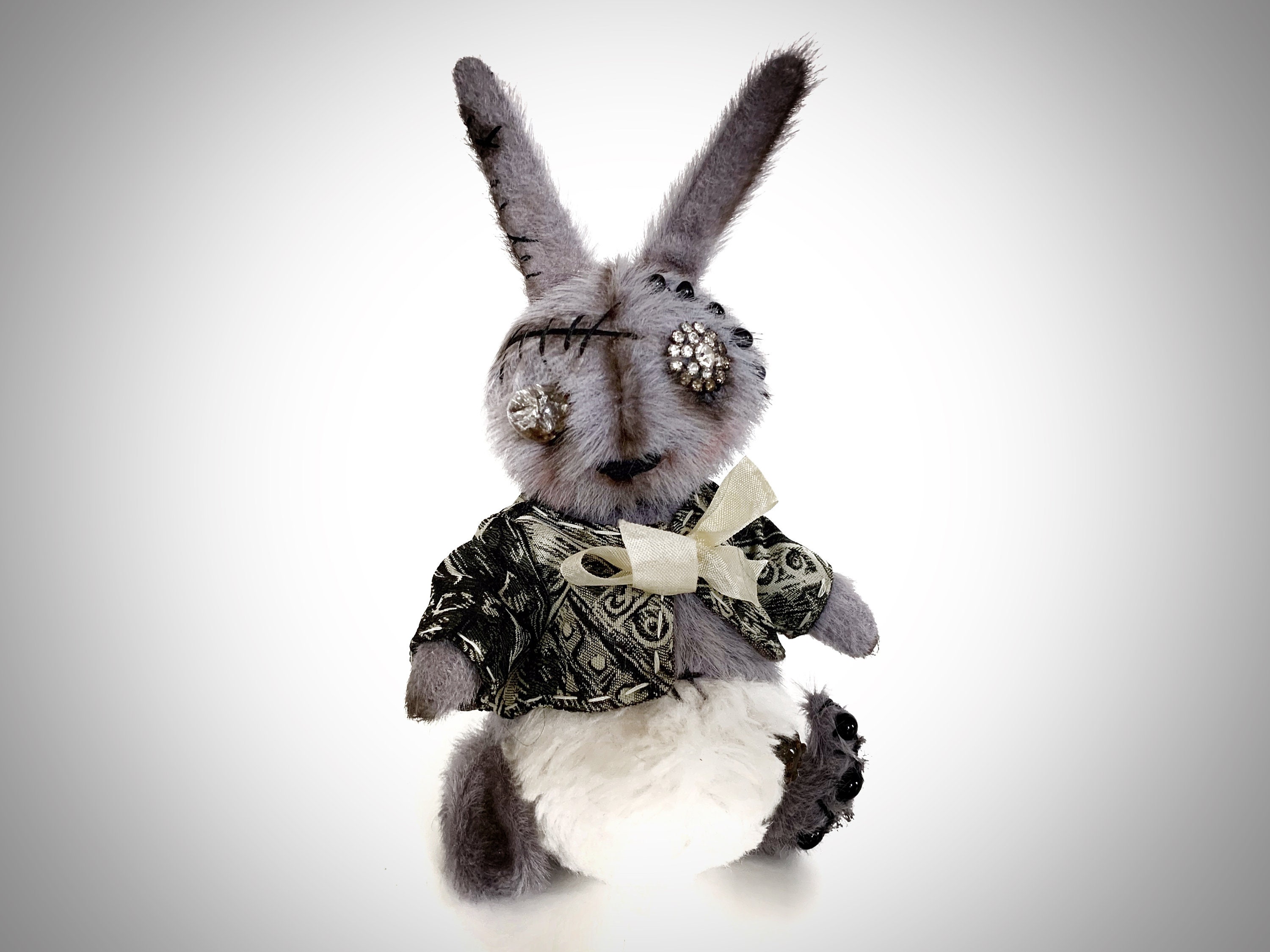 12in Creepy Goth Bunny Plush Crazy Rabbit Plysjleker, nifs gotisk