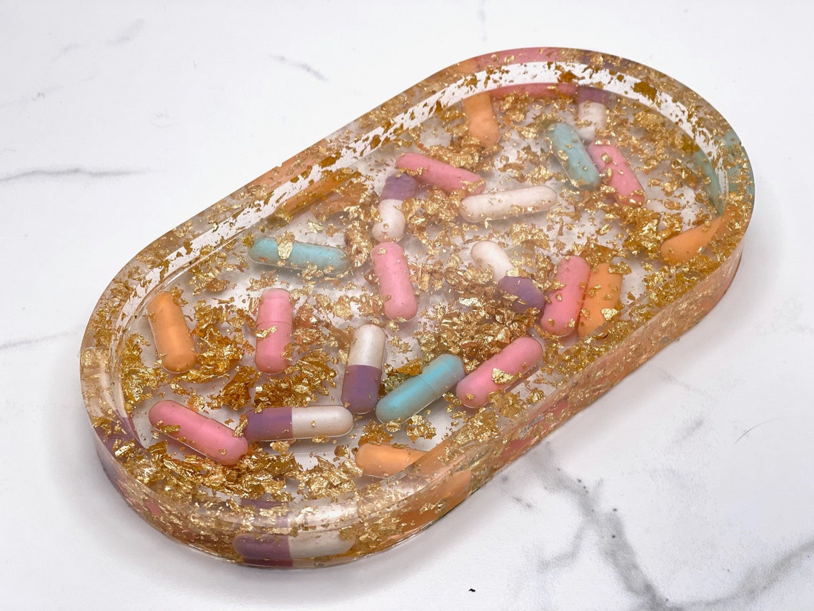 Pastel Pill Resin Tray Catch All Resin Pill Trinket Tray Etsy