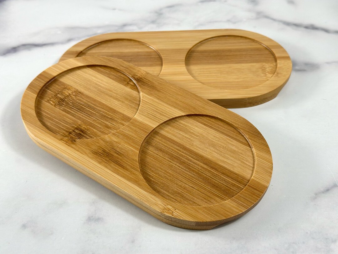 Bamboo Wooden Tray for Glass Bottles Soap Bottle Tray Kitchen Soap