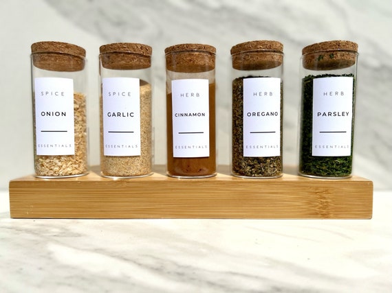 Empty Spice Jars With Custom Spice Labels Spice Rack Glass Containers With  Cork Lid Seasoning Jars for Pantry Organization Spice Rack 