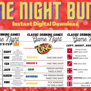Printable Bundle 3 Classic Drinking Games For Adults | Game Night | Party Activities