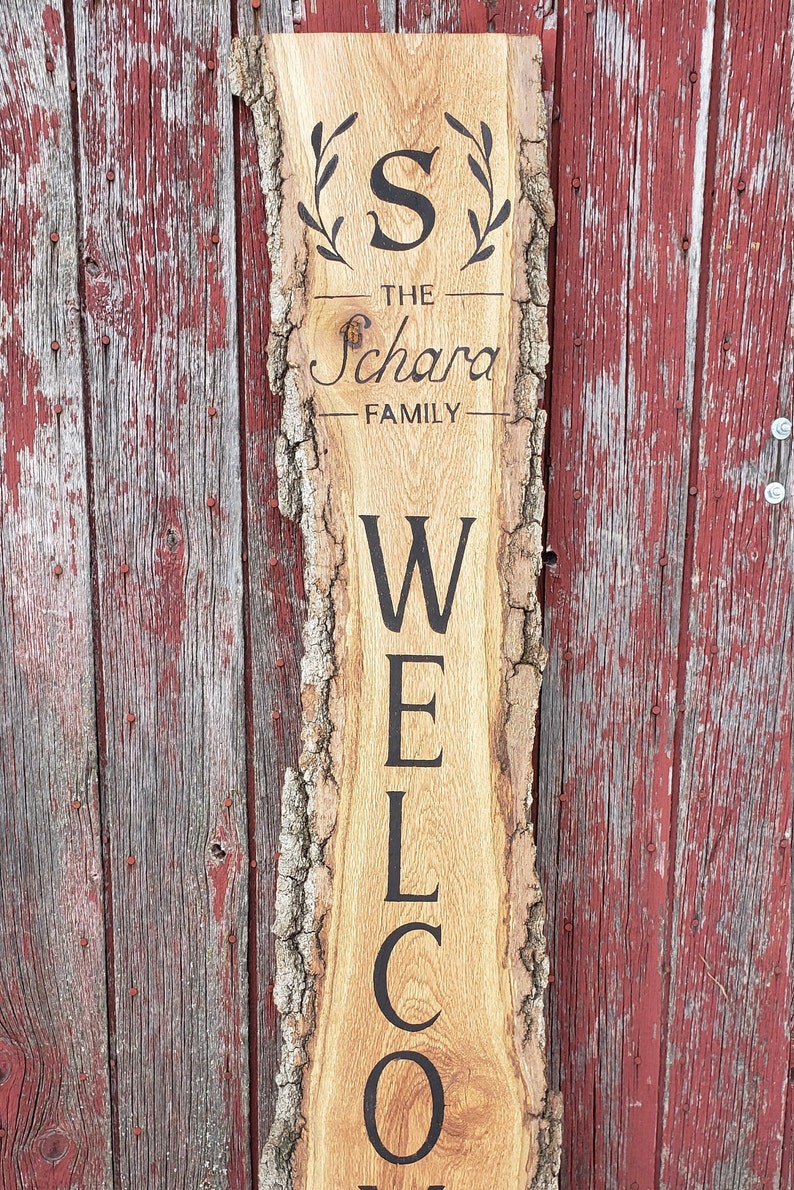 Custom Personalized Family Wooden Name Sign, Farmhouse Monogram Family ...