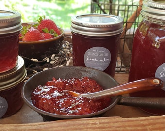 Strawberry Jam, Small Batch Strawberry Jam, Artisan Gourmet Jam- Jelly, Natural Preserves, HandPicked Fruit, Wisconsin Farm to Table Goodies