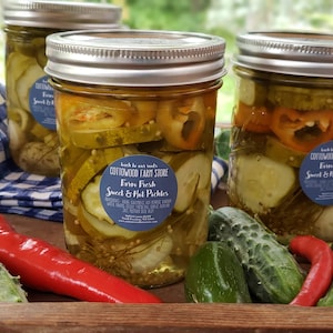 Sweet Hot Pickles, Gourmet Food Gifts, Spicy Sweet Pickles, Small Batch Hot Bread and Butter Pickles, Farm to Table, Made in Wisconsin
