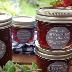 Erdbeer Rhabarber Marmelade, Marmelade und Gelee, Gourmet Essen Geschenk, Foodie Geschenk, Natur konserven, lokal angebaute handverlesene Früchte, Bauernhof zum Tisch