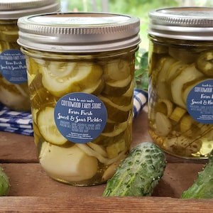 Sweet and Sour Pickles, Artisan Small Batch Sweet Pickles, Bread and Butter Pickle Lover&#39;s Delight, Farm to Table,  Made in Wisconsin