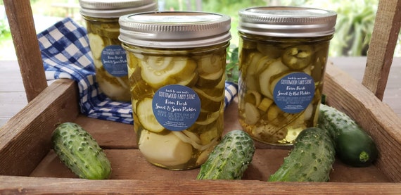 Sweet and Sour Pickles, Gourmet Food Gifts, Sweet Pickles, Bread and Butter  Pickles, Pickle Lover Gift, Foodie Gift, Handmade, Farm to Table 