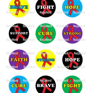 Awareness Stickers Template 2&#39;&#39; Red Round - Heart Disease, HIV/AIDS, Cardiovascular Disease, Blood Disorders