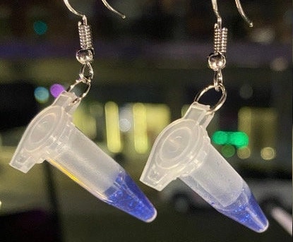 Tube Earrings - Red, Glitter Blue, Green, Orange, Yellow - eppendorf vial pipette earrings