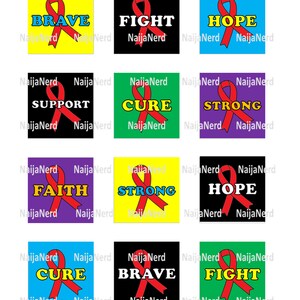 Awareness Stickers Template 2&#39;&#39; Red Square - Heart Disease, HIV/AIDS, Cardiovascular Disease, Blood Disorders