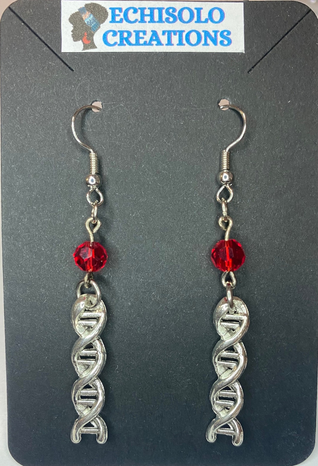 Silver DNA Charm Dangle Earrings - Double Helix Science Jewelry, Teacher Gifts, Personalized Biology-Themed Earrings - View #9