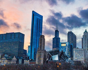 Chicago Skyscrapers at Sunset Photograph