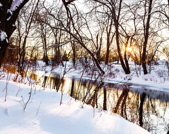 Snowy Sunset River Walk Photograph